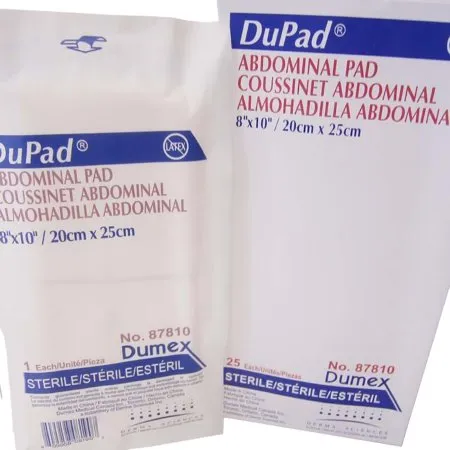 Gentell - DuPad - 87810 -  Abdominal Pad  8 X 10 Inch 1 per Pack Sterile 1 Ply Rectangle