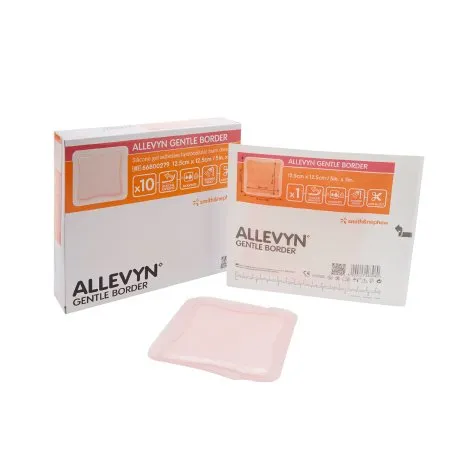 Smith & Nephew - Allevyn Gentle Border - 66800279 -  Foam Dressing  5 X 5 Inch With Border Film Backing Silicone Gel Adhesive Square Sterile