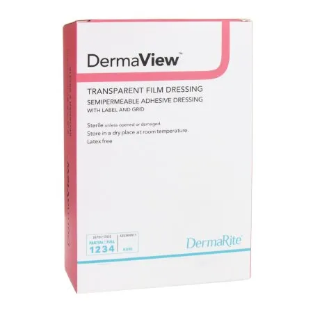 DermaRite  - DermaView - 00251E - Industries  Transparent Film Dressing  4 X 5 Inch 2 Tab Delivery Rectangle Sterile