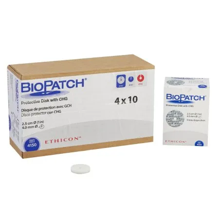 J & J Healthcare Systems - Biopatch - From: 4150 To: 4152 - J&J  I.V. Dressing with CHG  CHG (Chlorhexidine Gluconate) 1 Inch Disk With 4.0mm Center Hole Sterile