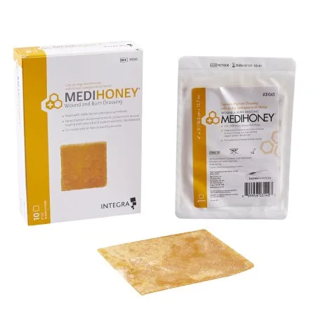 McKesson - MEDIHONEY - 31045 - Honey Impregnated Wound Dressing MEDIHONEY Rectangle 4 X 5 Inch Sterile
