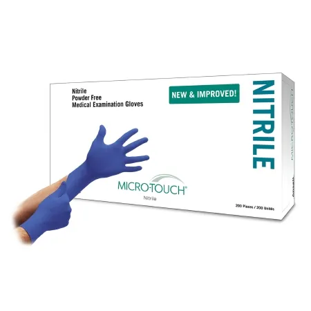 Ansell - Micro-Touch Nitrile - 6034301 - Exam Glove Micro-touch Nitrile Small Nonsterile Nitrile Standard Cuff Length Textured Fingertips Blue Chemo Tested