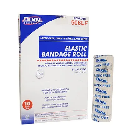 Dukal - 506LF - Elastic Bandage Dukal 6 Inch X 4-1/2 Yard Clip Detached Closure Tan Nonsterile Standard Compression