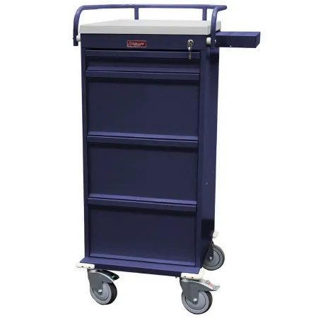 Harloff - Mini-Line - VLT240PC - Medication Cart Mini-line Steel 25 X 42.5 X 22 Inch Navy Blue One 3 Inch, Two 9.75 Inch, One 9.75 Inch Drawers
