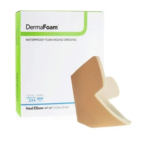 DermaRite  - DermaFoam - 00293E - Industries  Foam Dressing  6 X 7 Inch Without Border Waterproof Backing Nonadhesive Elbow / Heel Sterile