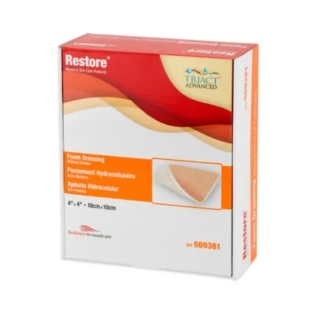 Urgo Medical North America - Restore - 509381 -  Foam Dressing  4 X 4 Inch Without Border Film Backing Nonadhesive Square Sterile
