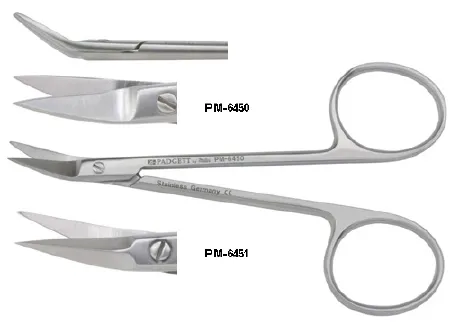 Integra Lifesciences - Padgett - PM-6450 - Conjunctival Scissors Padgett Wilmer-converse 4-1/8 Inch Length Surgical Grade Stainless Steel Nonsterile Finger Ring Handle Angled Blade Semi Sharp