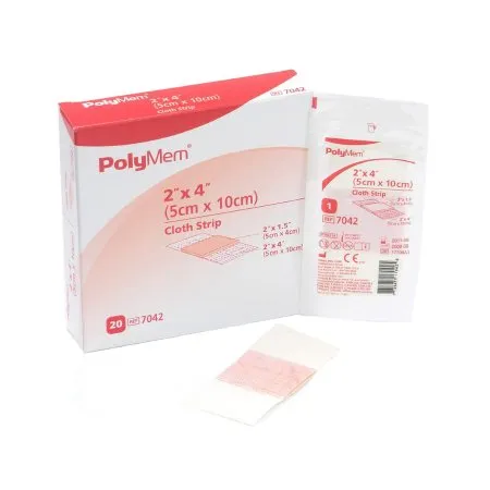 Ferris Coffee & Nut - PolyMem - 7042 - Ferris  Adhesive Strip  2 X 4 Inch Polyurethane / Film Rectangle Pink / White Sterile