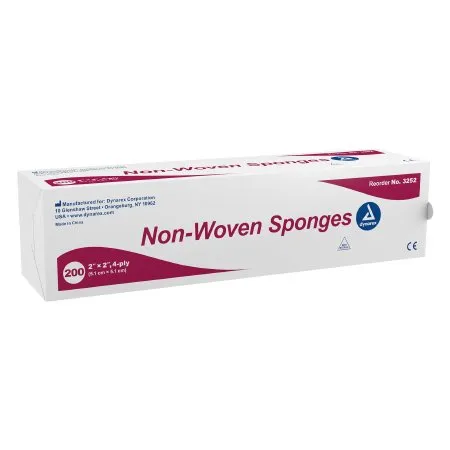 Dynarex - From: 3252 To: 3253 - Nonwoven Sponge 2 X 2 Inch 200 per Pack NonSterile 4 Ply Square