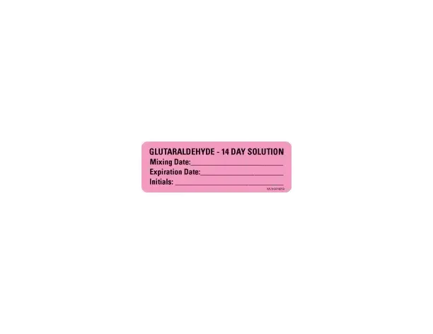 Precision Dynamics - MedVision - MV06FP4859 - Drug Label Medvision Anesthesia Label Glutaraldehyde 14 Day Solution Mixing Date_expirationdate_ Int Pink 1 X 2-15/16 Inch