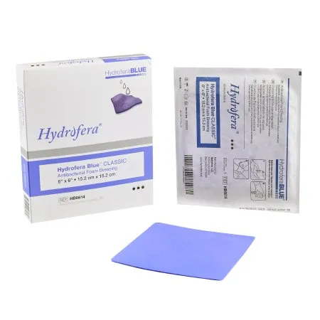 Hydrofera - From: HB2214 To: HB6614 - BLUE Classic Antibacterial Foam Dressing BLUE Classic 6 X 6 Inch Without Border Without Film Backing Nonadhesive Square Sterile