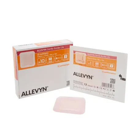 Smith & Nephew - Allevyn Gentle Border Lite - 66800834 -  Thin Foam Dressing  3 X 3 Inch With Border Film Backing Silicone Gel Adhesive Square Sterile