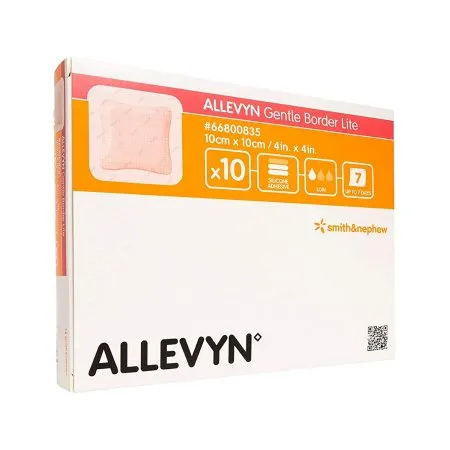 Smith & Nephew - Allevyn Gentle Border Lite - 66800835 -  Thin Foam Dressing  4 X 4 Inch With Border Film Backing Silicone Gel Adhesive Square Sterile