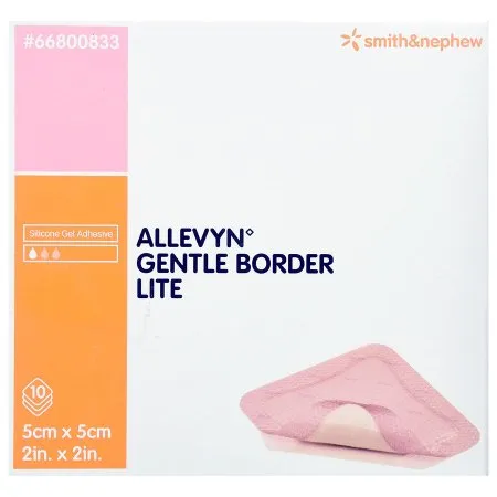 Smith & Nephew - Allevyn Gentle Border Lite - 66800833 -  Thin Foam Dressing  2 X 2 Inch With Border Film Backing Silicone Gel Adhesive Square Sterile
