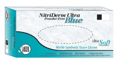 Innovative Healthcare - 157200 - Innovative NitriDerm Ultra Blue Exam Glove NitriDerm Ultra Blue Medium NonSterile Nitrile Standard Cuff Length Fully Textured Light Blue Chemo Tested / Fentanyl Tested