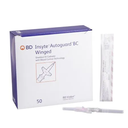 Bd Becton Dickinson - Insyte Autoguard Bc - 382633 - Peripheral Iv Catheter Insyte Autoguard Bc 20 Gauge 1 Inch Button Retracting Safety Needle