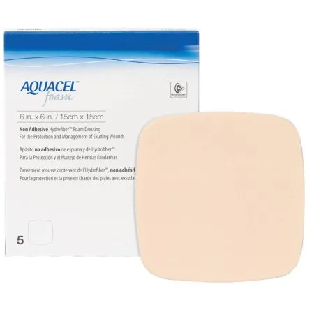 Convatec - Aquacel - 420635 -  Foam Dressing  6 X 6 Inch Without Border Waterproof Film Backing Nonadhesive Square Sterile