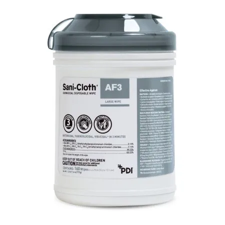 PDI - Professional Disposables - Sani-Cloth AF3 - P13872 - Professional Disposables Sani Cloth AF3 Sani Cloth AF3 Surface Disinfectant Cleaner Premoistened Germicidal Manual Pull Wipe 160 Count Canister Mild Scent NonSterile