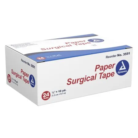 Dynarex - From: 3551 To: 3554 - Medical Tape White 1/2 Inch X 10 Yard Paper NonSterile