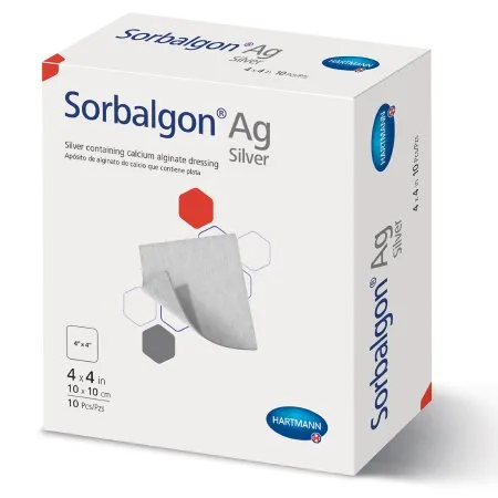 Hartmann - From: 999611 To: 999612  Sorbalgon Ag Silver Alginate Dressing Sorbalgon Ag 4 X 4 Inch Square Sterile