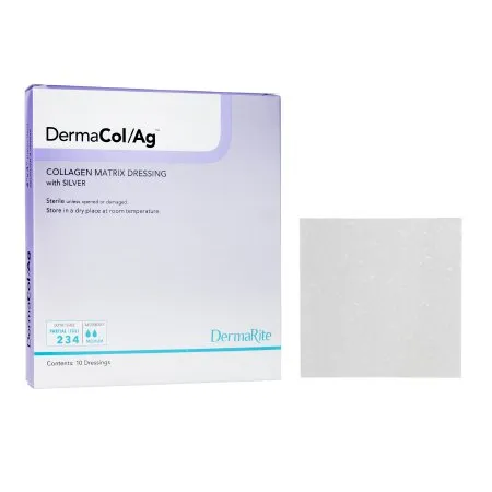 DermaRite  - From: 00502E To: 00503E  Industries   DermaCol/Ag Silver Collagen Dressing DermaCol/Ag 2 X 2 Inch Square Sterile