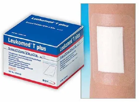 BSN Medical - LeukomedT plus - 7238200 - Transparent Film Dressing with Pad LeukomedT plus 2 X 3 Inch 2 Tab Delivery Rectangle Sterile