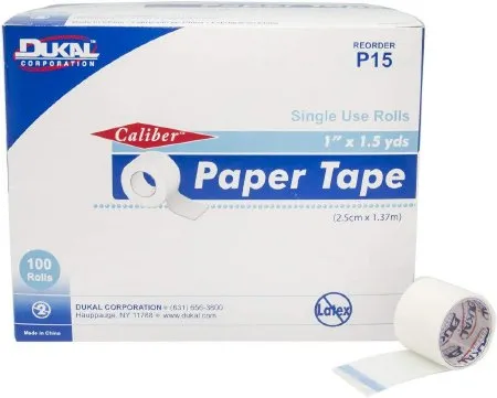 Dukal - Caliber - P15 - Medical Tape Caliber White 1 inch X 1-1/2 Yard Paper NonSterile