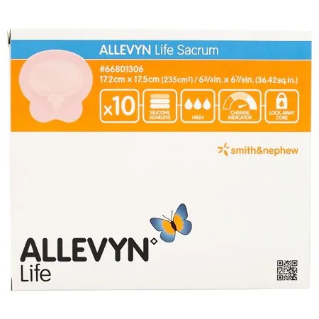 Smith & Nephew - Allevyn Life - 66801306 -  Foam Dressing  6 3/4 X 6 7/8 Inch With Border Film Backing Silicone Gel Adhesive Sacral Sterile