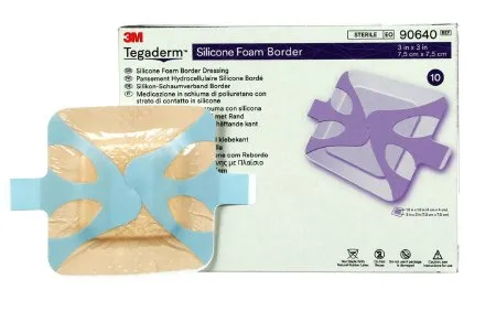 3M - 90640 - Tegaderm Foam Dressing Tegaderm 3 X 3 Inch With Border Film Backing Silicone Adhesive Square Sterile