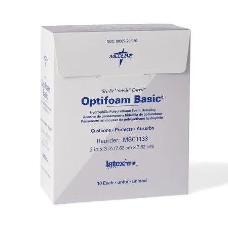 Medline - Optifoam Basic - MSC1133 -  Foam Dressing  3 X 3 Inch Without Border Without Film Backing Nonadhesive Square Sterile