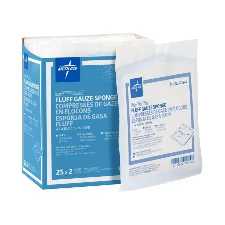 Medline - Bulkee - From: NON25844 To: NON25853 -  Fluff Dressing  4 X 4 Inch 2 per Pack Sterile 12 Ply Square