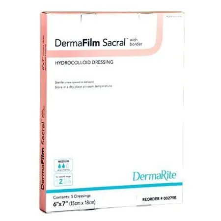 DermaRite  - DermaFilm - 00279E - Industries  Hydrocolloid Dressing  6 X 7 Inch Sacral With Border