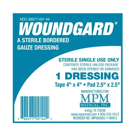 MPM Medical - WoundGard - MP00092C -  Adhesive Dressing  4 X 4 Inch Gauze Square White Sterile