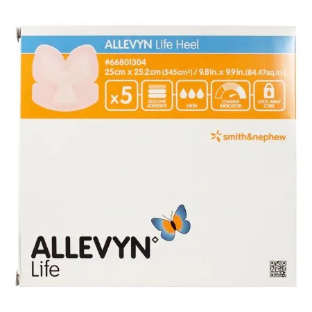 Smith & Nephew - Allevyn Life - From: 66021304 To: 66801304 -  Foam Dressing  9 4/5 X 9 9/10 Inch With Border Film Backing Silicone Gel Adhesive Heel Sterile