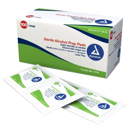 Dynarex - 1116 - Alcohol Prep Pad 70% Strength Isopropyl Alcohol Individual Packet Large Sterile