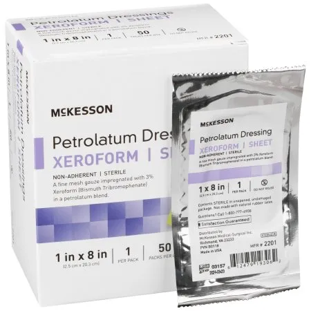 McKesson - 2201 - Xeroform Petrolatum Impregnated Dressing Strip 1 X 8 Inch Sterile