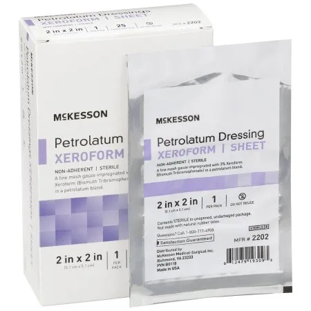 McKesson - 2202 - Xeroform Petrolatum Impregnated Dressing Square 2 X 2 Inch Sterile