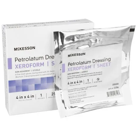 McKesson - 2206 - Xeroform Petrolatum Impregnated Dressing Square 4 X 4 Inch Sterile