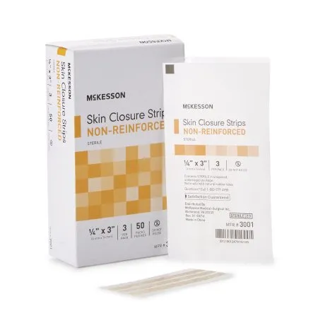 McKesson - 3001 - Skin Closure Strip 1/4 X 3 Inch Nonwoven Material Flexible Strip Tan