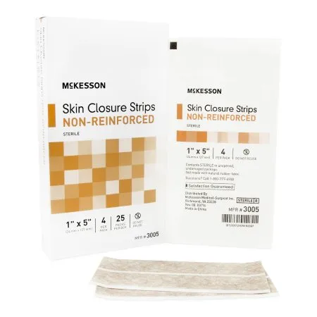 McKesson - 3005 - Skin Closure Strip McKesson 1 X 5 Inch Nonwoven Material Flexible Strip Tan