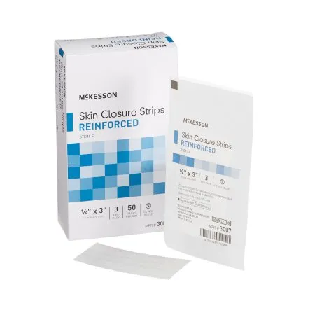 McKesson - 3007 - Skin Closure Strip 1/4 X 3 Inch Nonwoven Material Reinforced Strip White
