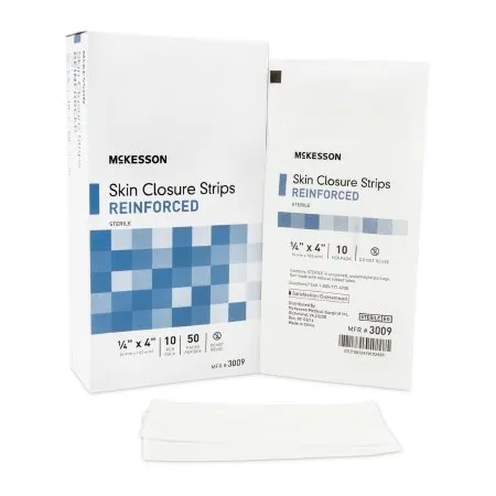 McKesson - 3009 - Skin Closure Strip 1/4 X 4 Inch Nonwoven Material Reinforced Strip White
