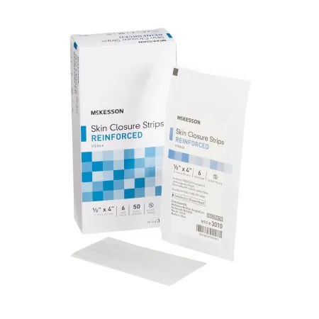 McKesson - 3010 - Skin Closure Strip 1/2 X 4 Inch Nonwoven Material Reinforced Strip White