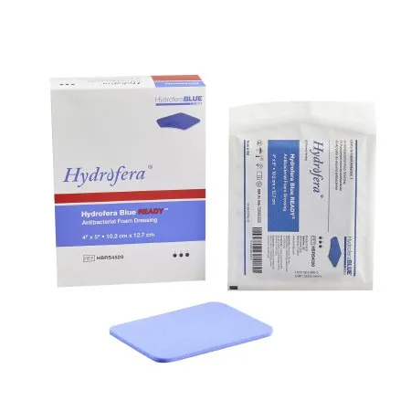 Hydrofera - HBRS4520 - BLUE READY Antibacterial Foam Dressing BLUE READY 4 X 5 Inch Without Border Without Film Backing Nonadhesive Rectangle Sterile