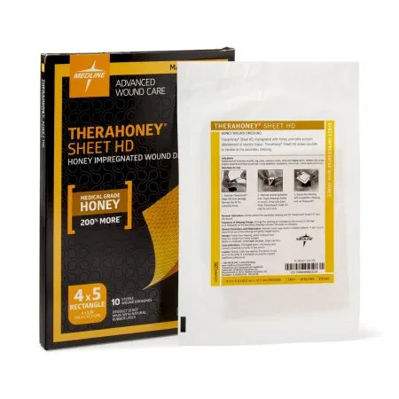 Medline - TheraHoney HD - MNK0087 - Honey Impregnated Wound Dressing TheraHoney HD Rectangle 4 X 5 Inch Sterile