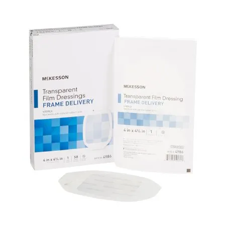 McKesson - 4986 - Transparent Film Dressing 4 X 4 3/4 Inch Frame Style Delivery Octagon Sterile