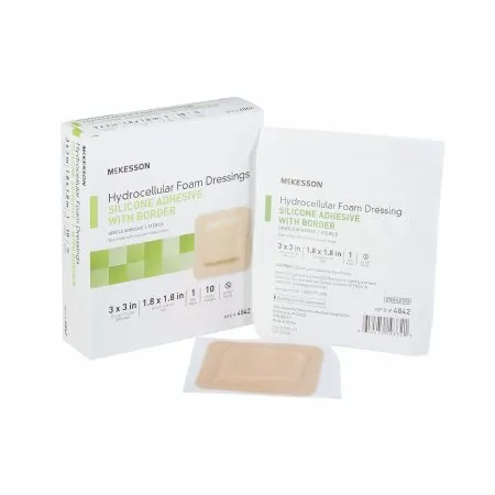 McKesson - 4842 - Foam Dressing 3 X 3 Inch With Border Film Backing Silicone Gel Adhesive Square Sterile