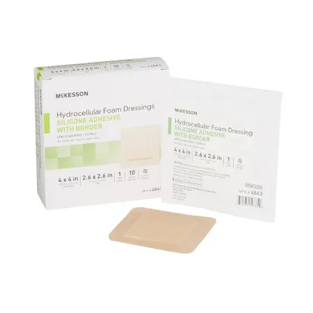 McKesson - 4843 - Foam Dressing 4 X 4 Inch With Border Film Backing Silicone Gel Adhesive Square Sterile
