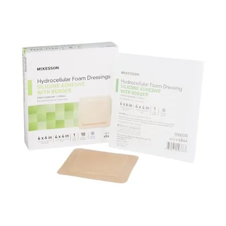 McKesson - 4844 - Foam Dressing 6 X 6 Inch With Border Film Backing Silicone Gel Adhesive Square Sterile