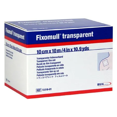 BSN Medical - 7221601 - Fixomull Transparent Waterproof Dressing Retention Tape with Liner Fixomull Transparent Transparent 4 Inch X 10 9/10 Yard Adhesive / Film NonSterile